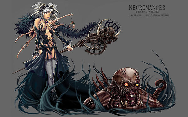 Aria, the Necromancer and her pet.