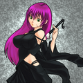 Setsuna in her Makai Priest robes and with her brush.