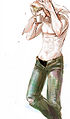 Kagami walking out of the shower.