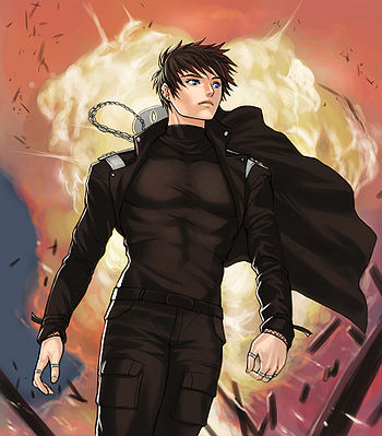 Kamen doesn't look at explosions. Artwork by Cinnie.