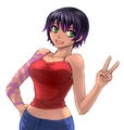 Shaila with her old, shorter hairstyle.