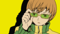 Chie with her glasses on.