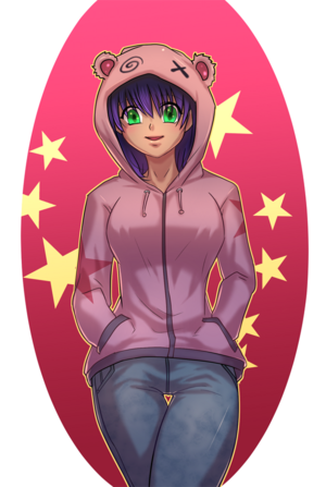 Shaila wearin her favorite hoodie. By Cinnie!