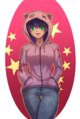 Shaila wearing her hoodie