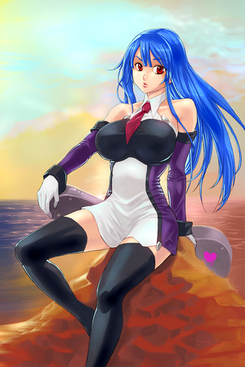 Michelle-sama at the beach. Artwork by Cinnie