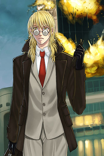 Axel Field leaving the scene after completing a 'job'. Artwork by Cinnie