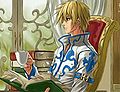 Crono enjoying a giant adventure novel.