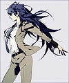 Naoto with her hair down and in more businesslike attire.