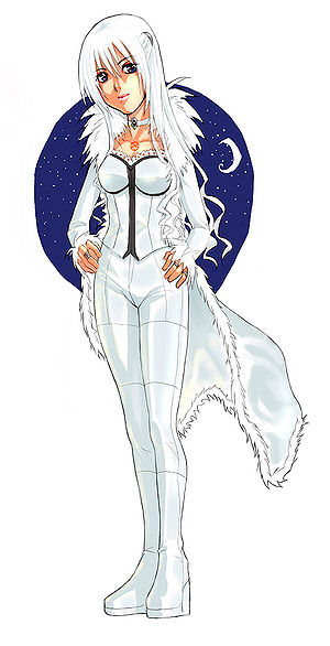 Claire in her usual outfit.